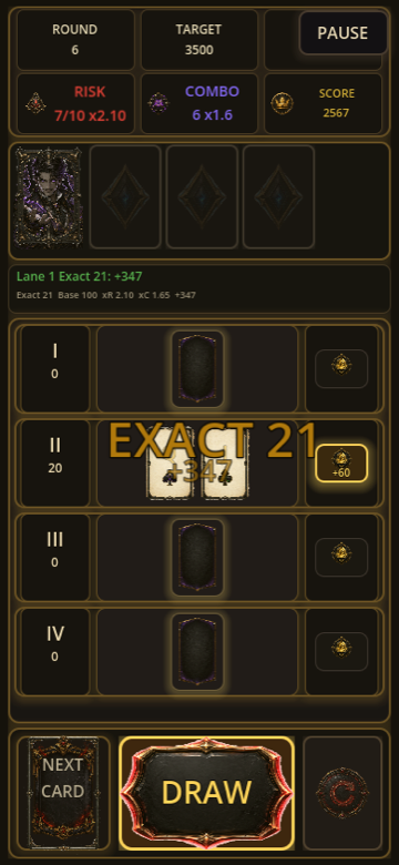 A high-scoring run with risk and combo multipliers stacked